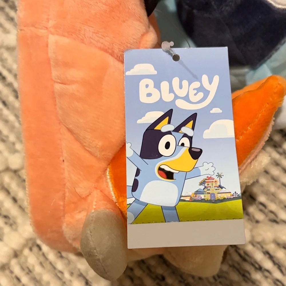 Plush Kids Character Slippers in Orange and Light Blue